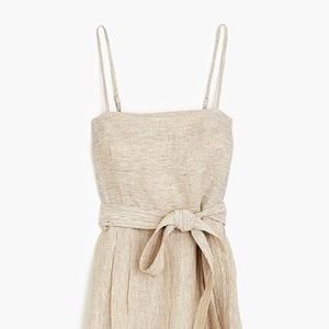 J.Crew Spaghetti-strap jumpsuit in striped beauchamps linen